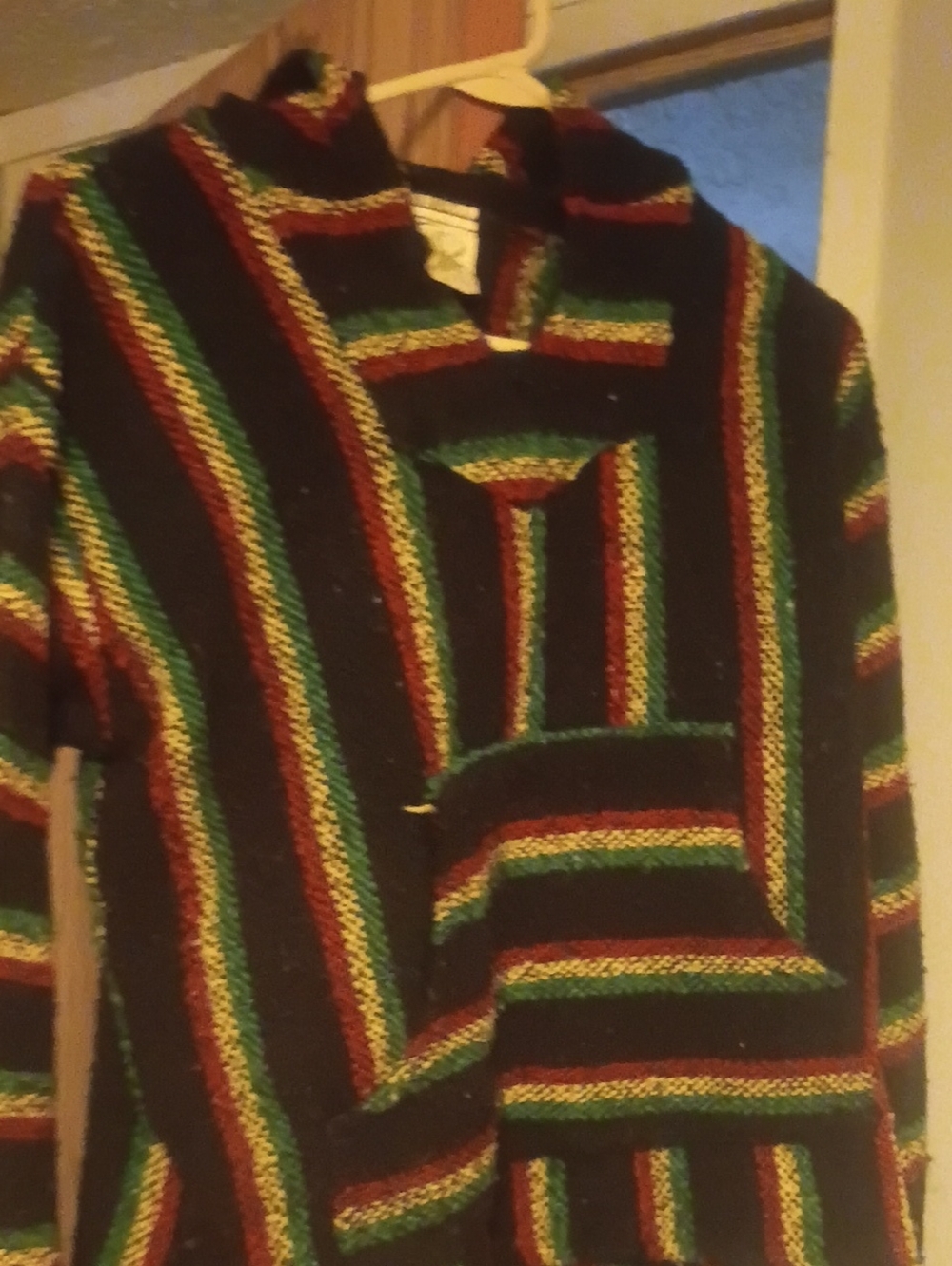 Men's Black V-Neck Striped Knit Sweater Hoodie